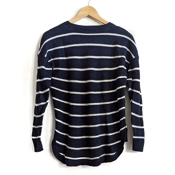 Madewell Chronicle Texture Pullover Sweater in Navy Blue Stripe - Picture 6 of 7